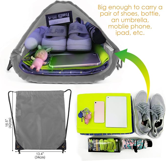 BeeGreen 20 Pieces Gray Drawstring Backpack Bags Bulk Nylon Gym Backpacks Cinch Sinch Christmas Bag for DIY Travel Sports Sack Personlized Sackpacks for Heat Vinyl