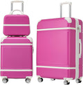 Luggage Sets, 2 Piece Carry on Luggage Set with Travel Bag, 2 Piece Expandable Spinner Hardshell Suitcase with TSA Lock, Back to School Suitcase, Women Men (Pink, 20/24 inch+Cosmetic Case)