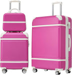 Luggage Sets, 2 Piece Carry on Luggage Set with Travel Bag, 2 Piece Expandable Spinner Hardshell Suitcase with TSA Lock, Back to School Suitcase, Women Men (Pink, 20/24 inch+Cosmetic Case)