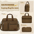 Mens Laptop Messenger Bag Canvas Briefcase Waterproof Vintage Computer Bag Shoulder Bag Satchel Bags for Work College Travel
