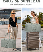 Women Weekender Travel Duffle Bag: Travel Duffel Overnight Bags with Shoe Compartment Large Carry on Tote with Toiletry Bag Weekend Traveling Yoga Gym Hospital Bag for Women with Wet Pocket Green