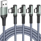 AINOPE USB C Cable 4-Pack [10/6.6/3.3/3.3FT] 3.2A 90 Degree USB C Cable Packs, Nylon Braided Angled USB C Cable Fit for Galaxy S10 S9 S8 Plus S21, Note 10 9 8, LG, Galaxy S21 Charger Fast Charging