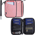 family passport holder for 4 multiple passport bag for travel passport cover rfid blocking for women waterproof wallet with zipper airtag passport case for men (pink with faint patterns)