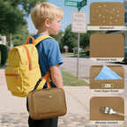 Lunch Box Kids Insulated Lunch Bag for Boys Girls Cute Reusable Lunch Tote Bag Waterproof Portable Thermal Lunch Box Kids for School Picnic Travel Khaki