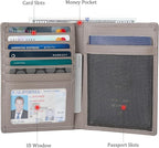 Polare Luxury RFID Blocking Leather Passport Holder Travel Wallet For Men and Women (Grey with AirTag Slot)