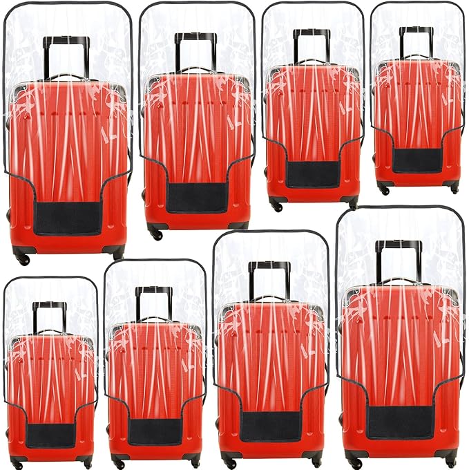 Reginary 8 Pieces Clear Luggage Cover PVC Waterproof Suitcase Cover Protector for Luggage Spinner Wheels Suitcase(20 Inches, 24 Inches, 28 Inches, 30 Inches)