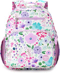 mibasies Kids Backpack for Girls: Girls Backpack 5-8 - Kindergarten Elementary School Bookbag for Girl - Flower Light Purple