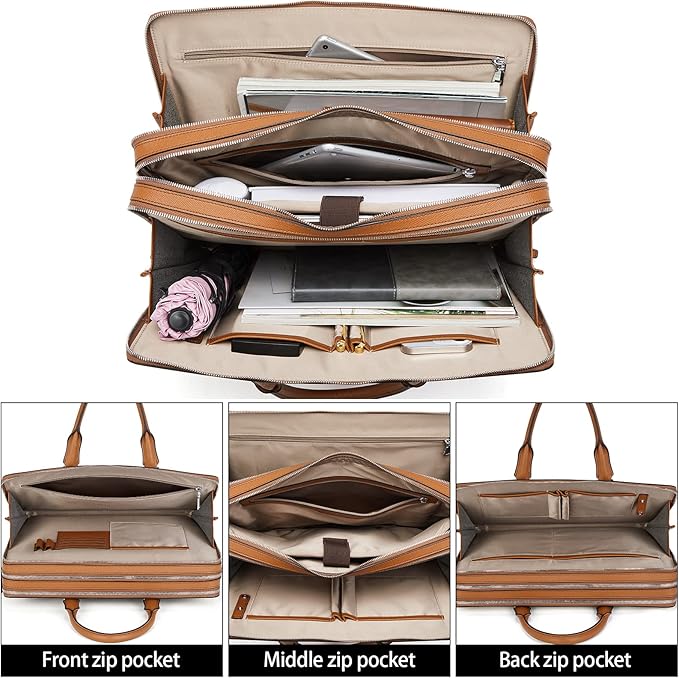 BOSTANTEN Briefcases for Men Messenger Bag Genuine Leather Laptop Bag 15.6 inch Office Work Tote for Buisness Travel