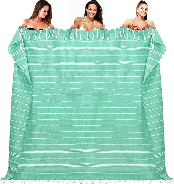 YSYJ Oversized Turkish Beach Towel Giant XXL Beach Towel Quick Dry Sand Free Extra Large Turkish Lightweight XL Beach Blanket for Travel Teal
