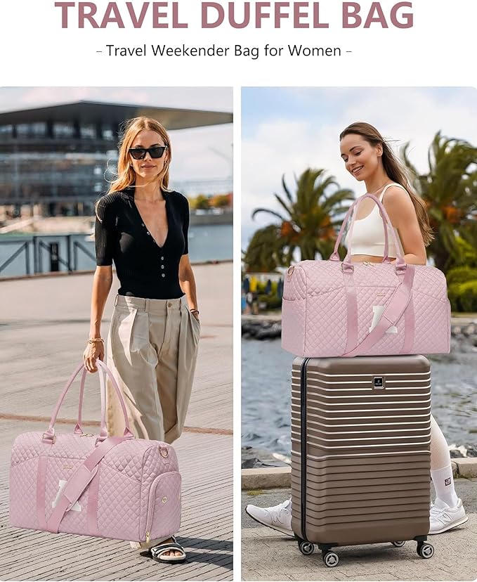 Women Weekender Travel Duffle Bag: Initial Duffel Overnight Bags with Shoe Compartment Large Carry on Tote with Toiletry Bag Weekend Traveling Yoga Gym Hospital Bag for Women with Wet Pocket Letter A