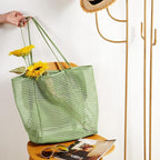 KALIDI Beach Nylon Mesh Tote Bag, Casual Tote Bag Hobo Women Foldable MAX 23L Shoulder Bag For Beach Picnic Vacation
