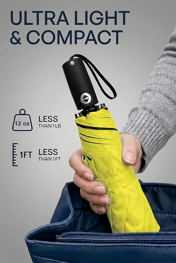 BAODINI Compact Travel Umbrella Small Windproof Auto Open Close for UV Sun Protection UPF 50+ and Rain Fits Backpack Purse & Suitcase