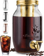 Zulay Kitchen 1.5 Liter Cold Brew Coffee Maker with EXTRA-THICK Glass Carafe & Stainless Steel Mesh Filter - Premium Iced Coffee Maker, Cold Brew Pitcher & Tea Infuser (Gold)…