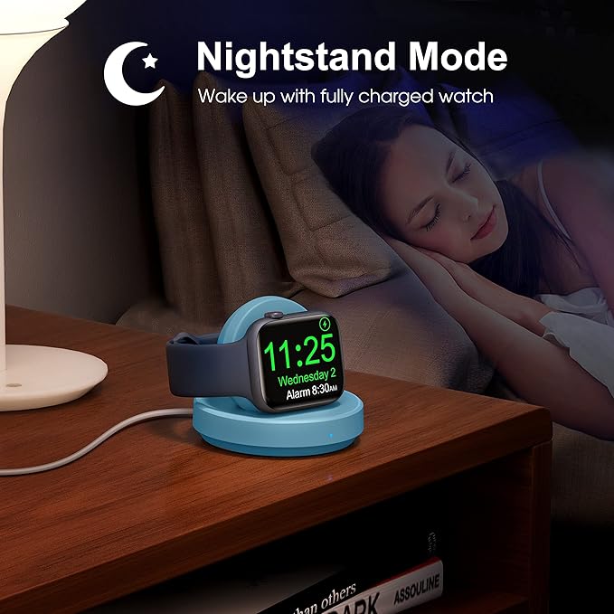 2026 Upgraded for Apple Watch Charger Magnetic Fast Charging Dock,Portable Wireless Charging Stand Compatible with iWatch Series Ultra/SE/11/10/9/8/7/6/5/4/3/2 Support Nightstand Mode-Sky Blue