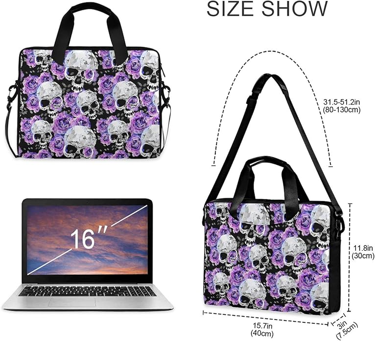 MNSRUU Laptop Bag for 15.6 inch Black Gothic Bats