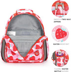 mibasies Kids Backpack for Girls: Girls Backpack 5-8 - Kindergarten Elementary School Bookbag for Girl - Strawberry Red