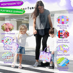 Esjay Toddler Busy Board Montessori Toys for Girls, Sensory Book Educational Activities Learning Fine Motor Skills, Birthday Gifts for Girls Toddlers, Travel Toys for Airplane Car, Purple Merpeople