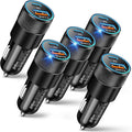 USB C Car Charger, 5 Pack 38W Dual Ports USB-C & USB-A Cigarette Lighter Adapter Fast Charging Car Phone Charger for iPhone 17 Pro Max 16 16e 15 14, Samsung S24, Pixel Cargador para Carro Phone Plug