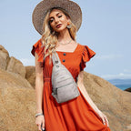 LATMAP Sling Bag For Women Faux Leather Small Casual Daypack Backpack Fanny Pack Crossbody Chest Bags Purse