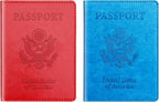 Sky Blue & Red Passport Holder Wallet Cover Case for Family Women Men, Cruise Essentials Travel Must Haves Passport Book Protector
