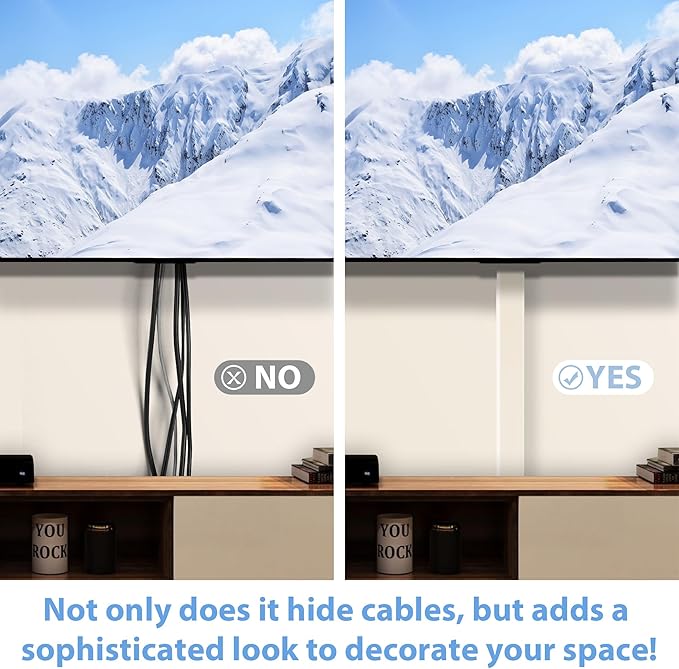Cord Hider Wall for 4-7 Wires, Cable Management Kit, X-Large 72in Cord Organizer Wall, TV Cable Hider Wire Hider for Wall Hide Cords Wall Mounted TV, Cable Raceway Beige, W1.5in H0.8in