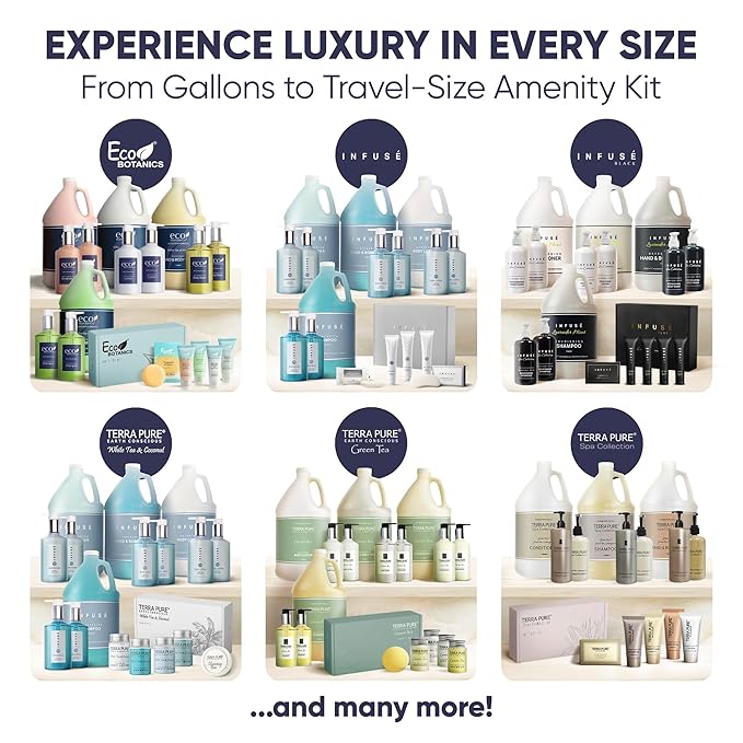 Terra Pure White Tea & Coconut Amenity Kit | Hotel Bulk Toiletries | 1 oz Shampoo, Conditioner, Lotion, Body Wash, Cleansing Bar for Guest Hospitality Vacation Rentals | 60 Sets/Case