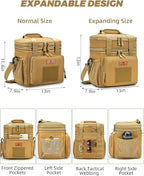 Expandable XLarge Tactical Lunch Box for Adults, Waterproof Insulated Lunch Bag with Lots of Storage Space, Durable Cooler Bag for Men Women Work Outdoor Picnic Trips, 22L(Brown), HSHRISH