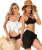 CHICGAL 2 Pieces Women Beach Sarong Bathing Suit Wrap Skirt Sheer Bikini Swimsuit Cover Ups for Swimwear