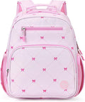 mibasies Girls Backpack 5-8: Lightweight Kids Backpacks for Girls - Girl Bookbag for Elementary School - Diamond-shaped Bow Pink