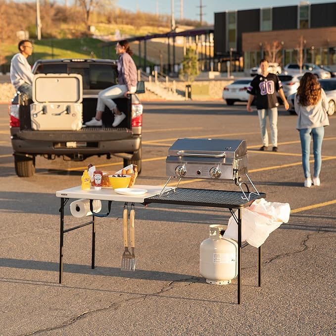 LIFETIME Folding Tailgate Table with Grill Rack, Portable Outdoor Camping Station, 5-Foot