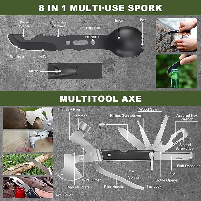 Gifts for Men Christmas Dad, Survival Kit, 150 PCS Survival Gear and Supplies Equipment with Trauma Bag, Molle Pouch Emergency Kit for Outdoor Camping, Hunting, Car, Home, Earthquake, Adventures