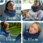 BCOZZY Organic Cotton Double Support Neck Pillow for Travel - 3 Ergonomic Positions for Head, Neck, and Chin Comfort - Ideal for Sleeping Upright on Flights, Cars, and at Home – X-Large, Navy