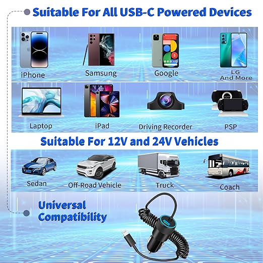 [Apple MFi Certified] iPhone Car Charger Fast Charging, Braveridge 4.8A USB Power Cigarette Lighter Car Carplay Charger Adapter with 6FT Coiled Lightning Cable for iPhone 14 13 12 11 XS XR X 8 SE iPad