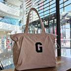 ESVAN Corduroy Yoga Tote Bag Gifts for Women Drawstring Yoga Mat Bag for Office Workout Travel Carryall Pilates Gym