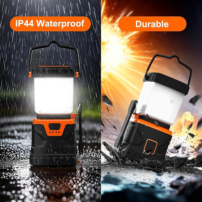 LED Camping Lantern Rechargeable,1000LM, Portable with 5 Ligth Modes, IP44 Waterproof 4400mAh Tent Flashlight Lanterns for Power Outages, Hiking, Hurricane,Campsites, Emergencies (2-Pack)
