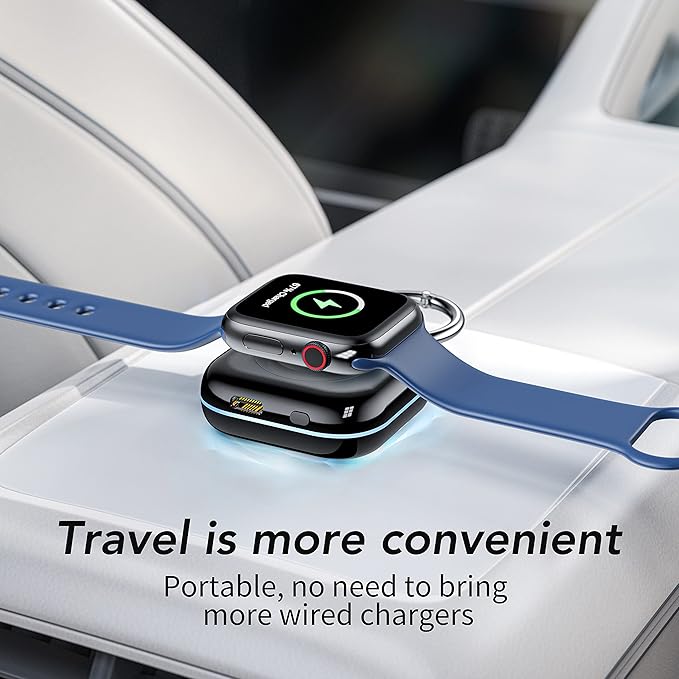 HUOTO Portable Charger for Apple Watch,Wireless Magnetic iWatch Charger 1200mAh Power Bank Travel Keychain Accessories Smart Chargers for Apple Watch Series 11/10/9/8/7/6/SE/5/4/3/2/1/UItra/UItra 2