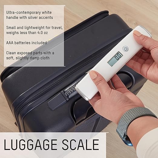 Taylor Digital Luggage Scale, Portable for Travel, Hanging Baggage Scale, Suitcase Scale, Weight Scales for Travel Accessories, 2 AAA Batteries Included, High Capacity Up to 110 lb/50 kg, White