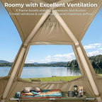 VINGLI Inflatable Camping Tent, All-Weather Inflatable Hot Tents with Stove Jack, Blow Up Tent for Camping with Mesh Doors & Windows, Inflatable Air Tents for Camping Adult