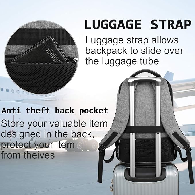 Volher Laptop Backpack,Business Travel Anti Theft Slim Durable Laptops Backpack,Water Resistant College Computer Bag for Women & Men Fits 15.6 Inch Laptop and Notebook - Grey