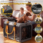 PAWZIDEA Expandable Large Pet Carrier, 24"×16"×16" Soft-Sided Cat Carrier for 2–4 Cats up 55lb, Portable & Collapsible Small Medium Dog Travel Crate for Car, XL Storage Pocket, ID Card, Shoulder Strap