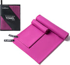 Aegero Camping Towel,2 Pack Microfiber Travel Sports Towel,Quick Dry - Super Absorbent - Ultra Compact -Ultra Soft - Lightweight.Suitable for Gym,Yoga,Trip,Beach, Shower, Backpacking,Pool(Purple)