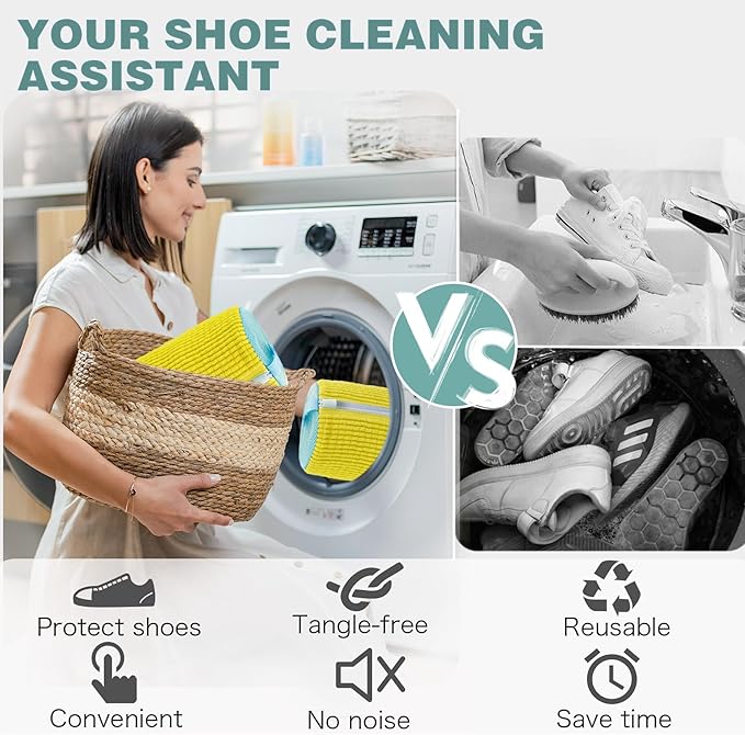 Shoe Washing Machine Bag,Laundry Shoe Bag for Washer and Dryer,Reusable Shoe Cleaning Bag for Sneakers,Tennis Shoes,With Self-locking Zipper, Microfiber Inside,Include Shoe Bag (Pro Yellow - 1 Pack)