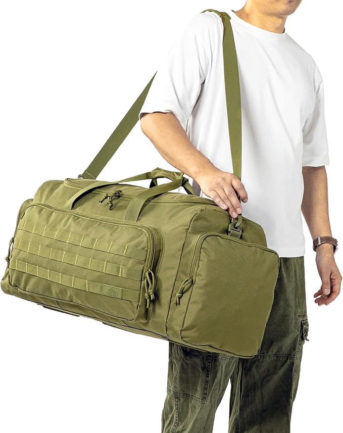 APRILBAY Super Quality 60L Large Duffel Travel Bag Luggage Foldable Bag Cargo Sport Gear Equipment Skiing Hardware Bag Heavy Duty& Durable(Dark Green)