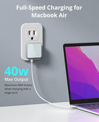 Nekmit Dual Port USB C Wall Charger, 40W PD Fast Charging USB C Wall Plug Adapter, Flat Thin Slim Charger Block for iPhone 17/17 Pro/17 Pro Max, Galaxy, MacBook Air, iPad, AirPods and More