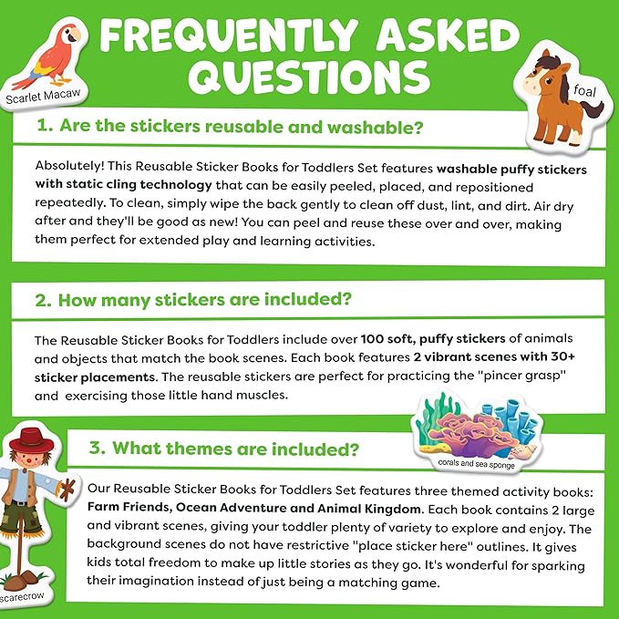 Reusable Sticker Books for Toddlers 1-3, Stickers for Toddlers 2-4 Years - Stickers for Kids Airplane Toys for Toddler 1-3, Toddler Travel Toys - Reusable Sticker Book Birthday Gifts for Boys Girls