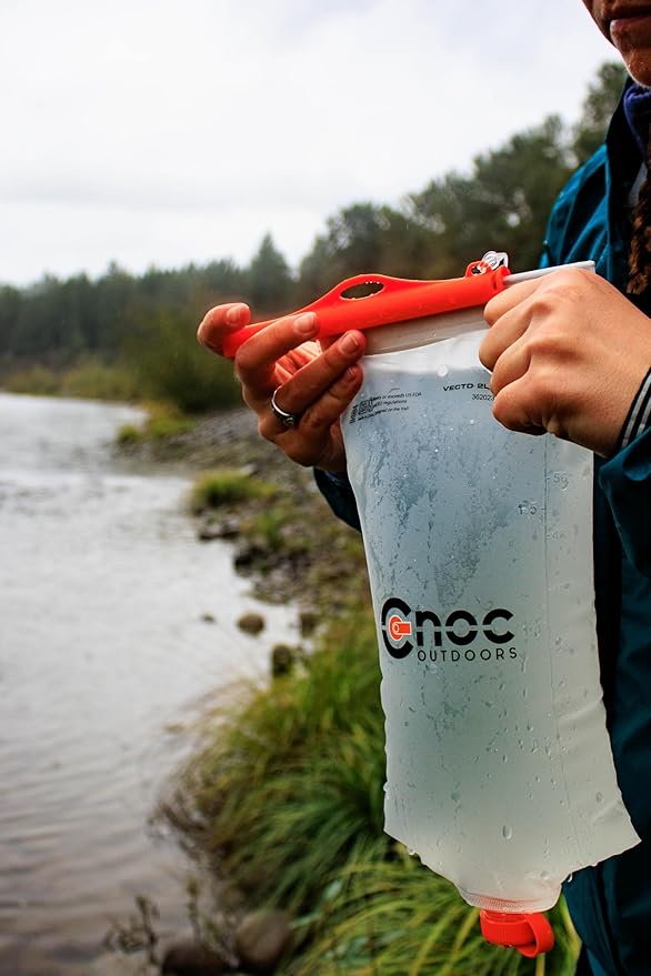 Vecto Water Collection and Filtration Bag (2L, 3L) - 28mm Neck Compatible with Popular Filters - Wide Opening for Easy Water Collection - Lightweight, Compact, Durable Tethered Cap and Slider