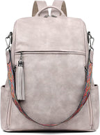 FADEON Laptop Backpack Purse for Women Large Designer PU Leather Laptop Bag, Ladies Computer Shoulder Bags