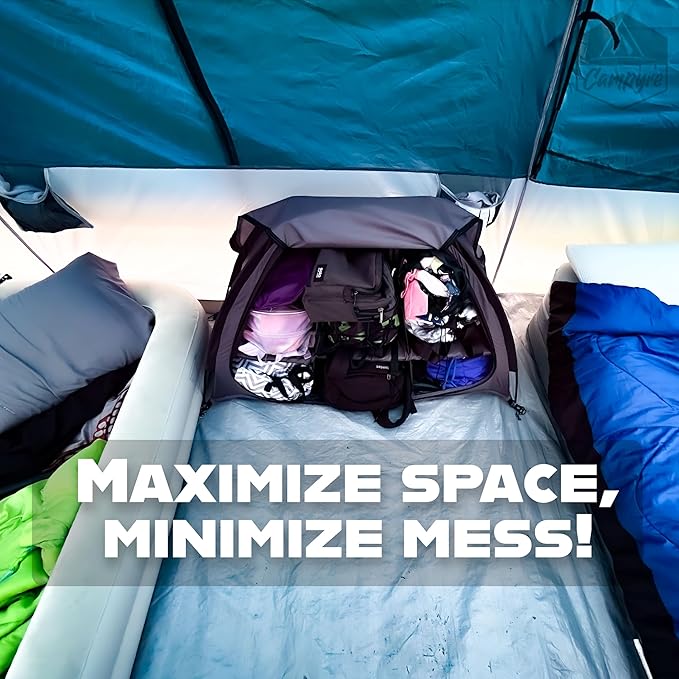 Tent & RV Camping Organizer with Zippered Flap, 9-Shelf Storage. RV Shoe Organizer, Dining Tent Organizer. Organize Any Other Camp Gear/Accessories (Patented - Licensed)