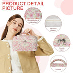 Gosect 1pc Large Makeup Bag, Cute Cosmetic Bag for Women Girls, Floral Coquette Aesthetic Toiletry Bag, Travel Make Up Organizer Bag (Pink Floral Print