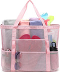 Fammart Mesh Beach Bag with Zipper, Large Beach Tote for Women, Toys Pool Swim Bag Travel Vacation Cruise Essentials